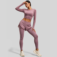 Leggings de yoga extensibles pour femmes, effet galbe fessier, avec poches latérales, design faux deux pièces, pantalon de sport moulant pour la gym et la course à pied