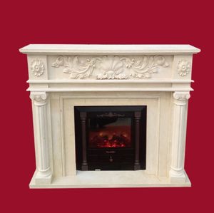 लिविंग रूम विला और होटल इनडोर सजावट के लिए यूरोपीय डिजाइन के साथ अनुकूलित उच्च गुणवत्ता वाले सफेद संगमरमर पत्थर की चिमनी - Product Image 5