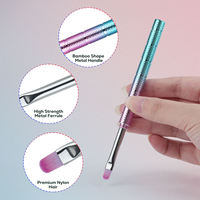 Pinceaux de manucure portables détachables en forme de bambou, manche tout métal de luxe, poils synthétiques, pour peinture sur ongles, DIY, manucure, voyage, usage quotidien