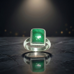 925 Sterling <b>Silver</b> Green <b>Garnet</b> Gemstone Baguette Shape Classic <b>Ring</b> for Women CASA DE PLATA - Product Image 3