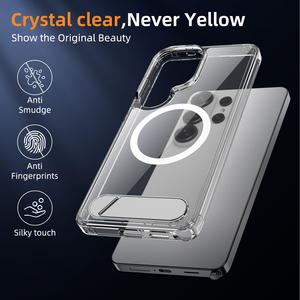 Высококачественный прозрачный противоударный и антижелтый чехол-накладка с магнитом и подставкой для Samsung S26 Ultra - Product Image 2
