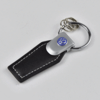 Porte-clés de voiture en cuir avec sangle, Logo personnalisé détachable en cuir véritable avec sac cadeau