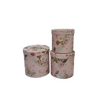 OEM kustom gaya pastoral Eropa set bulat 3 pelukan ember bunga kotak hadiah bulat kotak bunga ember bulat untuk liburan
