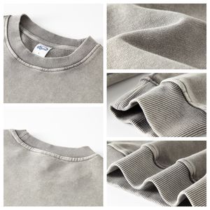 Ensemble sweat-shirt et pantalon de survêtement en coton 100% 350GSM, lavage à l'acide |   Ensemble sweat-shirt à col rond et pantalon de jogging en molleton français à épaules tombantes surdimensionné - Product Image 4