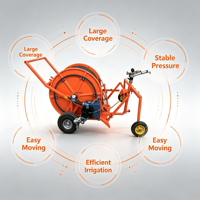DaringFish 40-120 Système d'irrigation à enrouleur de tuyau, pulvérisateur mobile auto-rétractable en métal robuste