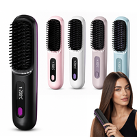 Sisir Catok Rambut Elektrik Nirkabel Kustom, Sisir Pelurus Rambut Mini Portabel untuk Wanita, Grosir