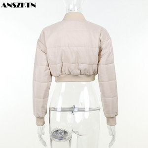 ANSZKTN Femmes Vente <span class=keywords><strong>en</strong></span> gros Hiver Boutique Nouveau Stylé Crop Top Veste Vêtements Dernière Mode Dame Manteau pour Femmes - Product Image 3