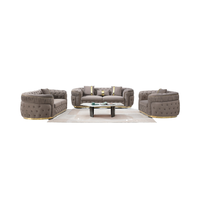 Juego de Sofás Chesterfield Reclinables Modulares de Estilo Europeo Moderno, 123 Piezas, Terciopelo Negro, Madera Aplicada, Muebles para Sala de Estar