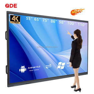 QDE Panel Plano Interactivo Táctil con Dedo y Lápiz de 65 75 86 98 110 Pulgadas Pizarras Inteligentes Interactivas Digitales LCD 4K para Enseñanza en Escuelas - Product Image 1