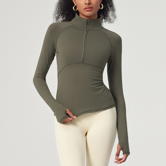 Wholesale Quarter Zip Long Sleeve Athletic Running Shirt Lightweight Pullover Fitness Workout Running Active Yoga Top for Women