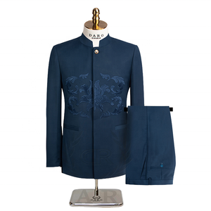 <span class=keywords><strong>Traje</strong></span> de Hombre de 2 Piezas, Estilo Tradicional, Estampado Floral, Casual, con Botones Ocultos, Cuello Alto, Chaqueta de Un Solo Pecho y Pantalón Recto - Product Image 4