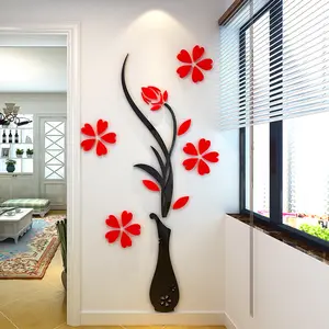 Акриловые 3D наклейки на стену с цветами для дома, коридора и дивана, красивый фон для украшения дома и офиса