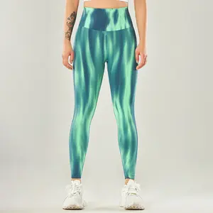 Groothandel Gym Hoge Taille Naadloze Yoga Broek Booty Workout Bedrukte Tie Dye Fitness Scrunch Butt Lifting Legging Voor Vrouwen