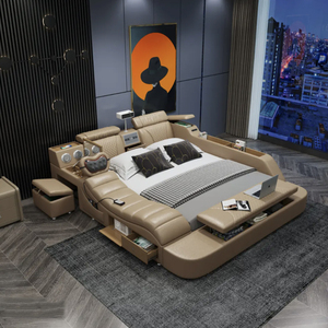 <span class=keywords><strong>Lit</strong></span> de Luxe Américain <span class=keywords><strong>en</strong></span> Bois <span class=keywords><strong>Massif</strong></span> avec Rangement, Chambre Principale, <span class=keywords><strong>Lit</strong></span> de Mariage Minimaliste Moderne <span class=keywords><strong>en</strong></span> Cuir Grand Format - Product Image 3