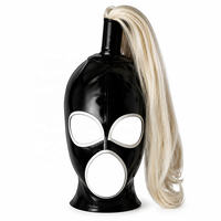 Nouveau Masque Facial en Latex Naturel SM BDSM, Masque-Casque avec Sangle et Fermeture Éclair, pour Jeu de Rôle Cosplay, Amusant et Stimulant pour Adultes
