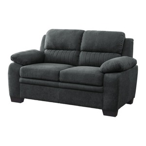 Hugh 58 Inch Loveseat Dark Gray Polyester Foam Cushioned Solid Wood Corner L-Shape Modern <b>Living</b> <b>Room</b> <b>Sofa</b> - Product Image 4
