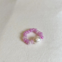 Neues Design Handgefertigte Süßwasserperlen Rosa Naturstein und Miyuki-Perlen Elastische Ringe für Mädchen