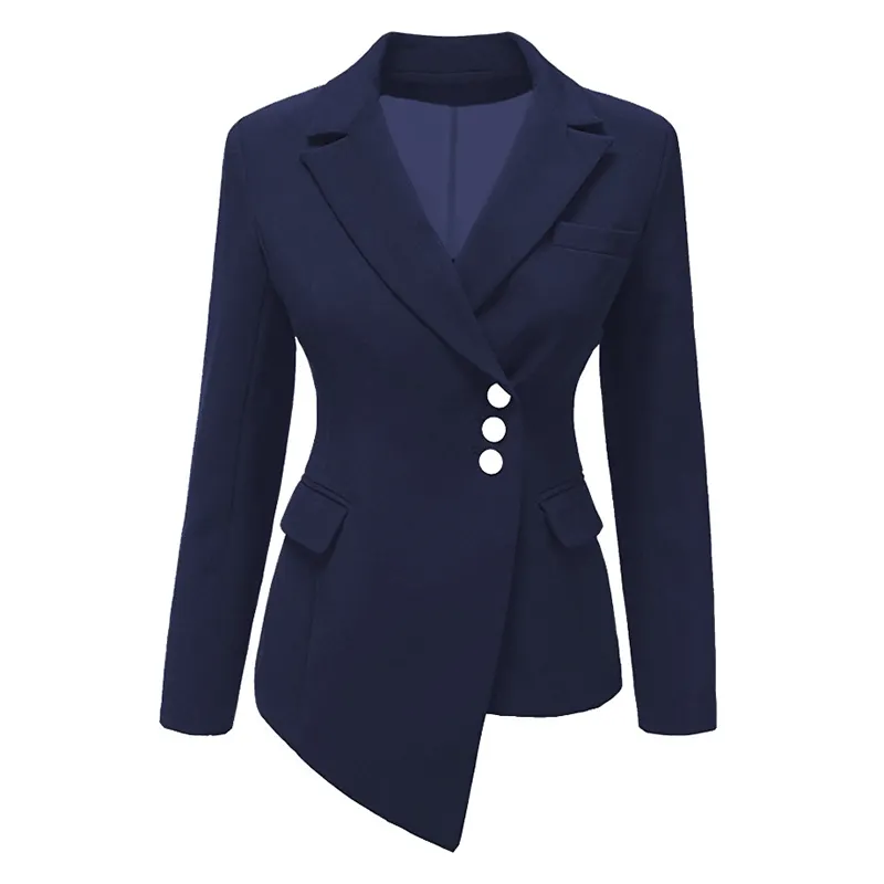 Blazer de travail décontracté pour femmes Slim Open Front Asymmetric Office Jacket Suit