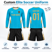 Tenue de football personnalisée haut de gamme : Maillot à manches longues et short, kit de football professionnel, sublimation, vêtements d'équipe, nom et numéro d'équipe, vente en gros OEM