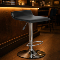 Tabouret de bar réglable en hauteur JOHOOFURNITURE, en cuir PVC noir moderne, pour cuisine et restaurant