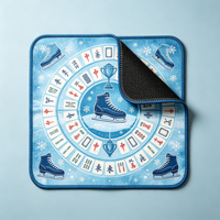 Tapis de Mahjong pour patinage sur glace, bleu clair, imprimé flocon de neige, antidérapant, en microfibre, tapis de table de Mahjong américain pour 4 joueurs