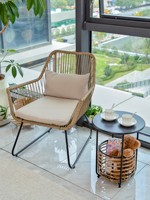 Ensemble de table et chaises d'extérieur en rotin 3 pièces pour balcon, design moderne et simple, 2 places, pour cour et terrasse