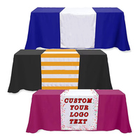 Chemin de table extensible en spandex avec logo d'entreprise, couverture de nappe personnalisée de 6 pieds pour événements de salons professionnels Publicité en plastique personnalisée