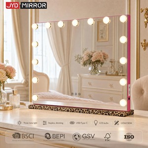 3 Colors Modes <strong>Light</strong> 4mm Aluminum <strong>Mirror</strong> Iron Base 12V 2A Adapter Led Large OEM ODM <strong>Makeup</strong> Vanity <strong>Mirror</strong> <strong>With</strong> <strong>Lights</strong> - Product Image 1