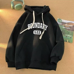 Sweater Hoodie Tebal Lapisan Fleece Pria Musim Gugur 2024 Gaya Amerika Hong Kong, Longgar, Motif Hati, Anti Kusut - Product Image 6