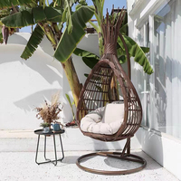 Chaise suspendue de jardin moderne en osier et métal, chaise suspendue en rotin pour patio
