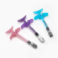Jeringa de vidrio cosmética de 1 ml con agarre ancho para dedos, con retenedor de líquido, para relleno de ácido hialurónico, envase cosmético.
