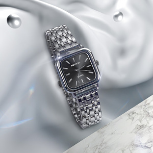 Reloj de lujo para mujer Reloj cuadrado de banda de acero inoxidable a la moda Reloj de cuarzo elegante resistente al agua para mujer Reloj - Product Image 1
