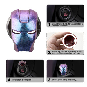 Coque de protection décorative en alliage d'aluminium pour démarrage sans clé Iron Man, autocollant pour interrupteur d'allumage de voiture de sport - Product Image 4