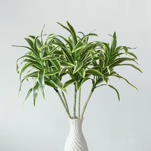 Kunstpflanzen Goldener Rand Dracaena-Blätter weiche und flauschige Pflanzen für Garten Indoor Outdoor Pflanzen grün und golden