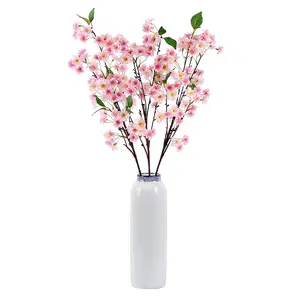 Домашний Декоративный цветок стола в горшке искусственные Сакура вишневые цветы ветка дерева центральный элемент свадебный цвет вишни для продажи