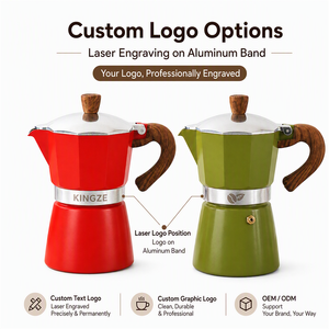 Kingze Classic Premium 1/3/6 Cups Aluminum Moka Pot <strong>Portable</strong> OEM Italian <strong>Coffee</strong> <strong>Maker</strong> for Home &amp; Cafe Use - Product Image 3