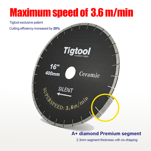 <strong>Superlife</strong> 3.6 m/min Chip-Free 45&deg; Miter Cutting Tigtool 16"/400mm Silent Diamond Saw Blade for Ceramic/Porcelain/Dekton - Product Image 3