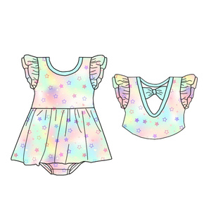 Nuovo Stile di Abito a Maniche Corte su Misura per Bambine con Finiture in Pizzo e Fiocco sul Retro Abbigliamento di Alta Qualità. - Product Image 4