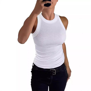 Top Corto de Punto Acanalado sin Mangas con Cuello Redondo para Mujer 2026 - Estilo Casual y Ajustado - Product Image 1