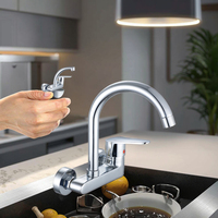 Robinet de cuisine moderne mural à levier, fabriqué en Chine, poli, avec eau froide et chaude