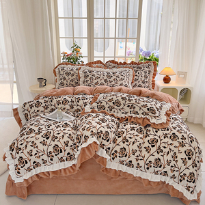 Lenzuolo di <span class=keywords><strong>flanella</strong></span> <span class=keywords><strong>Set</strong></span> vellutato morbido pesante doppio spazzolato velluto di latte in cotone organico accogliente morbido e caldo biancheria da letto traspirante - Product Image 1