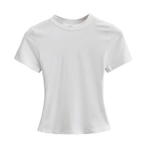 T-shirt décontracté d'été pour <span class=keywords><strong>femme</strong></span>, coupe classique, manches courtes, imprimé contrasté, logo personnalisé, jersey - Product Image 5