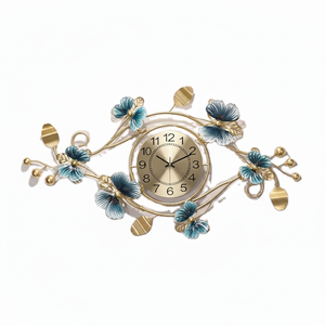 Reloj de pared de cristal Digital de arte decorativo moderno de estilo tradicional Circular con exhibición de arte de agujas mariposa para sala de estar - Product Image 1