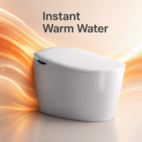 WC intelligent avec bidet intégré, en céramique, monobloc, avec siège chauffant, chasse d'eau automatique, sécheur d'air et télécommande