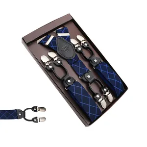 Stock ajustable personalizado botón elástico de la Liga de los hombres Clip en forma de Y a soportes pañuelo corbata de negocios traje de tirantes