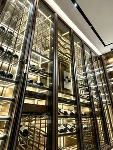 Luxury Custom Stainless Steel Wine <b>Cabinet</b> Constant Temperature Led Light Glass Door Display Rack Home Furniture Hotel Villa - Product Image 2