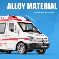 Coche de Juguete de Metal Fundido a Presión con Sonido de Ambulancia, Luces y Puertas que se Abren, Batería de Litio 110V, Regalo Unisex para Niños