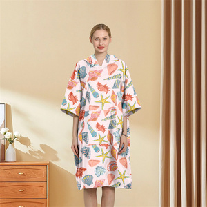 2024 Summer Custom Printing Microfiber <b>Adult</b> <b>Change</b> <b>Robe</b> Hooded Surf Beach Towel Poncho With Pocket - Product Image 1