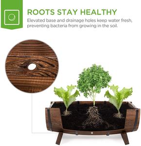 Ensemble de 3 jardinières de <span class=keywords><strong>jardin</strong></span> surélevées demi-<span class=keywords><strong>baril</strong></span> en bois, parterres de fleurs décoratifs rustiques pour plantes, herbes et légumes - Product Image 6