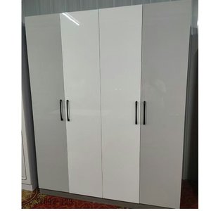 Modern Minimalist Wardrobe <b>Cabinet</b> with Drawers Flat Panel Hinged Doors MDF Material Freestanding <b>Bedroom</b> Furniture 37692-2503 - Product Image 4